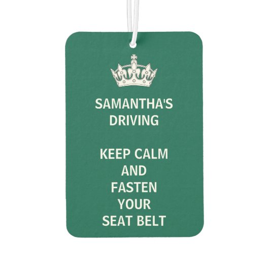 パーソナライズされたおもしろい保Calm Emerald Green Driving カーエアーフレッシュナー (裏面)