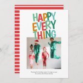 パーソナライズされたおもしろい写真Happy Everything Christmas シーズンカード (正面/裏面)