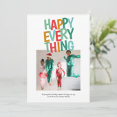 パーソナライズされたおもしろい写真Happy Everything Christmas シーズンカード (スタンド正面)