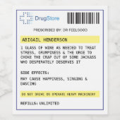 パーソナライズされたおもしろい処方ワインラベル ワインラベル (シングルラベル)