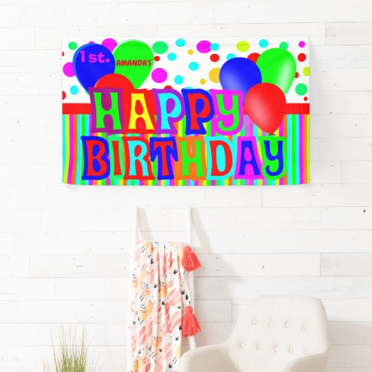 パーソナライズされたおもしろい多色ハッピーバースデー 横断幕 (インサイチュ)