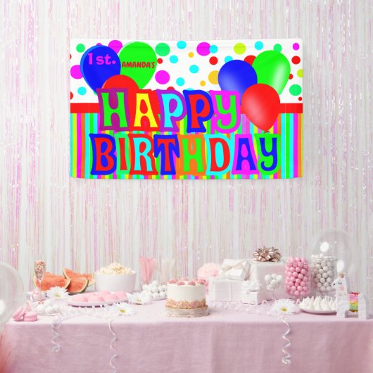 パーソナライズされたおもしろい多色ハッピーバースデー 横断幕 (パーティー)