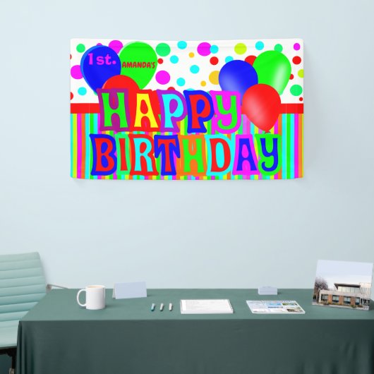 パーソナライズされたおもしろい多色ハッピーバースデー 横断幕 (トレードショー)
