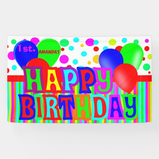 パーソナライズされたおもしろい多色ハッピーバースデー 横断幕 (横)
