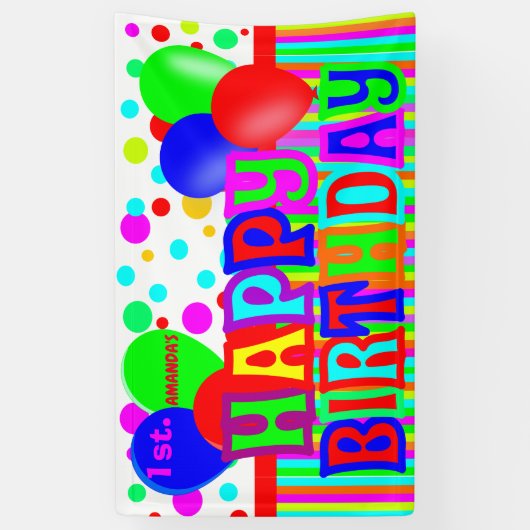 パーソナライズされたおもしろい多色ハッピーバースデー 横断幕 (縦)