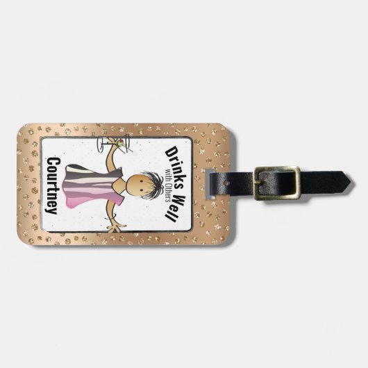 パーソナライズされたおもしろい女の子らし大人の荷札 ラゲッジタグ (正面横)