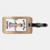 パーソナライズされたおもしろい女の子らし大人の荷札 ラゲッジタグ (裏面横)