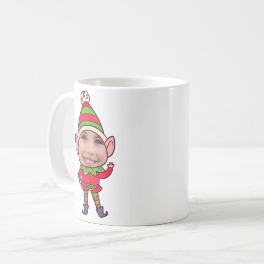パーソナライズされたおもしろい小妖精や小人写真顔 – クリスマスプレゼント コーヒーマグカップ (正面左)