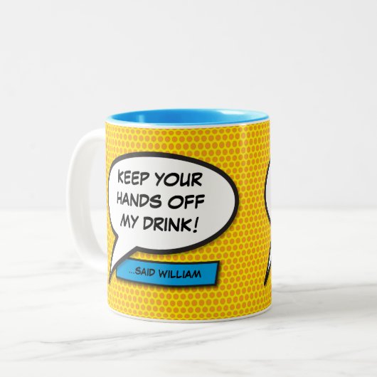 パーソナライズされたおもしろい引用文漫画本の音声バブル ツートーンマグカップ (正面左)