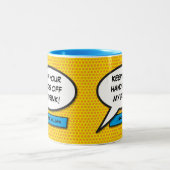 パーソナライズされたおもしろい引用文漫画本の音声バブル ツートーンマグカップ (中央)