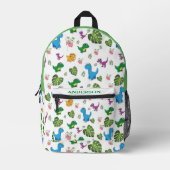 パーソナライズされたおもしろい恐竜、離れパターン プリントバックパック (正面)