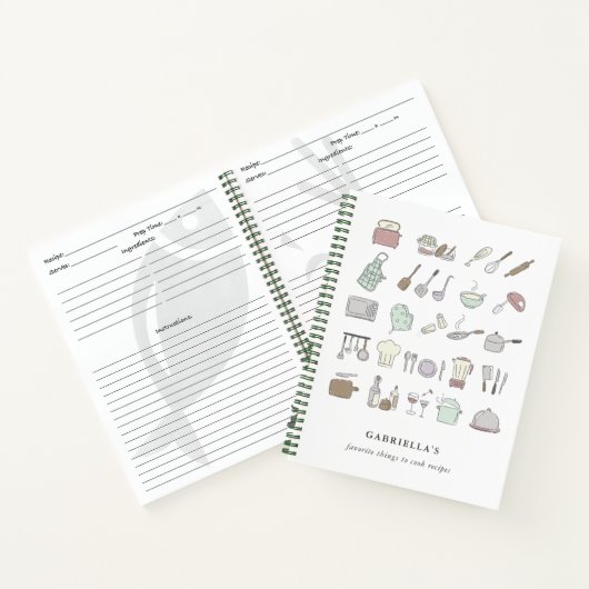 パーソナライズされたおもしろい料理アイコンレシピノートブック ノートブック (内部)