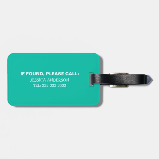 パーソナライズされたおもしろい旅行 |ミントグリーン ラゲッジタグ (裏面横)