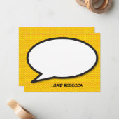 パーソナライズされたおもしろい漫画本の音声バブル ノートカード (正面/裏面インサイチュ)