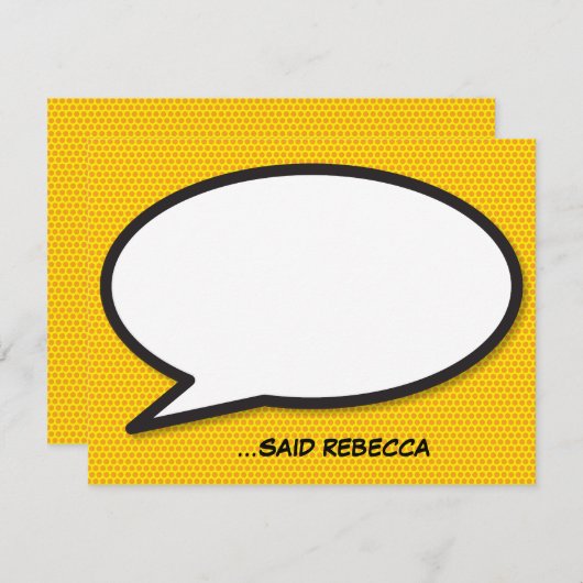 パーソナライズされたおもしろい漫画本の音声バブル ノートカード (正面/裏面)