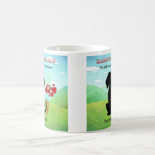 パーソナライズされたおもしろい父の日ギフトドッグパパ コーヒーマグカップ (中央)