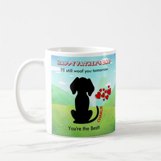 パーソナライズされたおもしろい父の日ギフトドッグパパ コーヒーマグカップ (左)