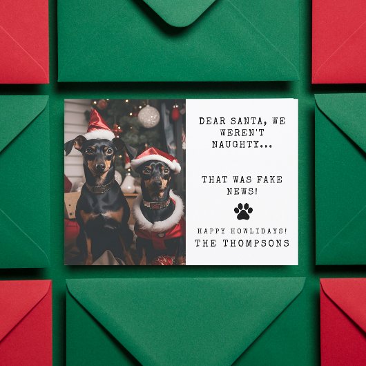 パーソナライズされたおもしろい犬フォトクリスマス写真 シーズンカード