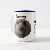 パーソナライズされたおもしろい犬引用文名/写真 ツートーンマグカップ (正面左)