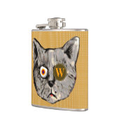 パーソナライズされたおもしろい猫 フラスク (左)