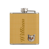 パーソナライズされたおもしろい猫 フラスク (裏面)