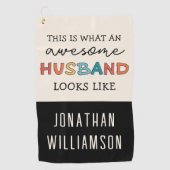 パーソナライズされたおもしろい素晴らし夫 ゴルフタオル (正面)