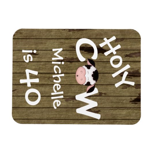 パーソナライズされたおもしろい聖牛40ユーモアのある誕生日 マグネット (横)