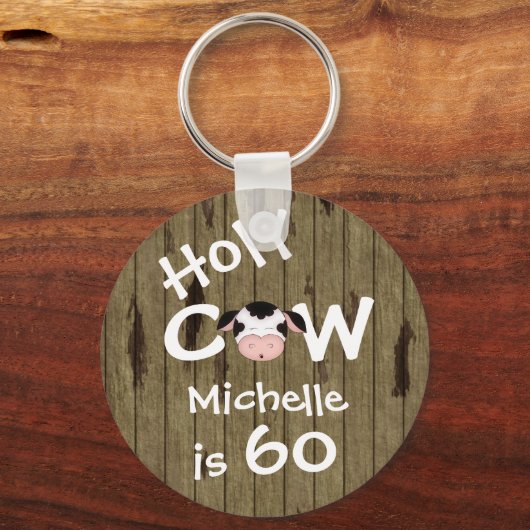 パーソナライズされたおもしろい聖牛60ユーモアのある誕生日 キーホルダー (正面)