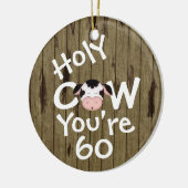 パーソナライズされたおもしろい聖牛60ユーモアのある誕生日 セラミックオーナメント (左)