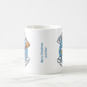 パーソナライズされたおもしろい霜の降りた雪だるま コーヒーマグカップ (中央)