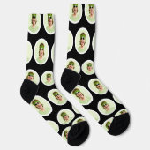 パーソナライズされたおもしろい顔フォトソックスJetブラック ソックス (右)