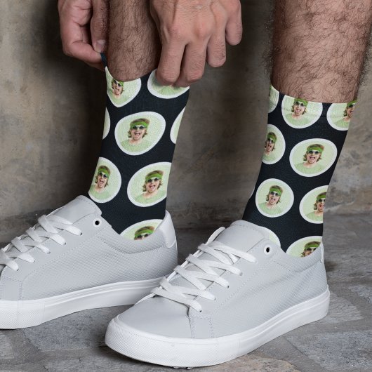 パーソナライズされたおもしろい顔フォトソックスJetブラック ソックス