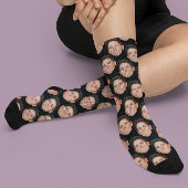 パーソナライズされたおもしろい顔フォトソックスJetブラック ソックス