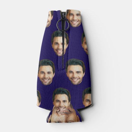 パーソナライズされたおもしろい顔ユニーク写真 ボトルクーラー (裏面)