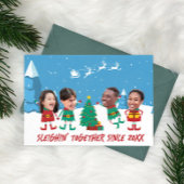 パーソナライズされたおもしろい顔写真クリスマス小妖精や小人 シーズンカード