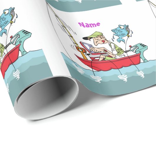 パーソナライズされたおもしろい魚釣り ラッピングペーパー (ロールコーナー)