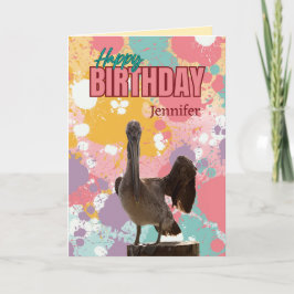 パーソナライズされたおもしろい、ペリカラフルカン誕生日カード サンキューカード