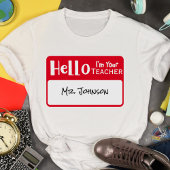 パーソナライズされたおもしろいHello I'm Your先生名タグ Tシャツ