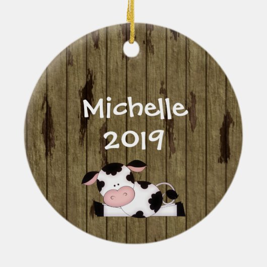 パーソナライズされたおもしろいHoly Cow 30th Birthday ユーモアのある セラミックオーナメント (裏面)