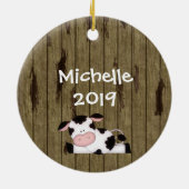 パーソナライズされたおもしろいHoly Cow 40th Birthday ユーモアのある セラミックオーナメント (裏面)