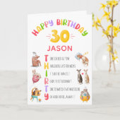 パーソナライズされたおもしろいJocks Happy 30th Birthday Card カード (黄色い花)