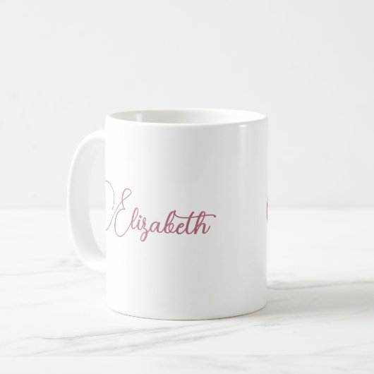 パーソナライズされたお使いのエレガントバラ金ゴールドスクリプト名 コーヒーマグカップ (正面左)