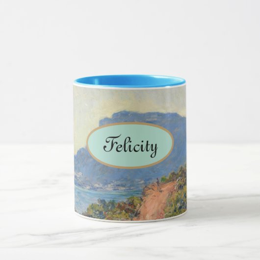 「パーソナライズされたお名前」クロード・モネ山 マグカップ (中央)