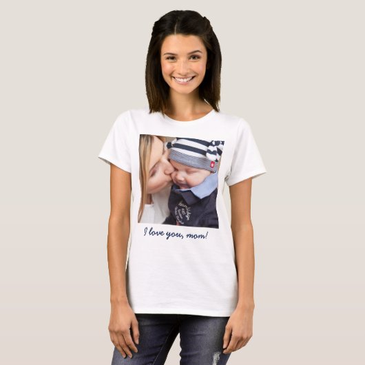 パーソナライズされたお母さんへのプレゼント写真と文字の追加 Tシャツ (正面フル)
