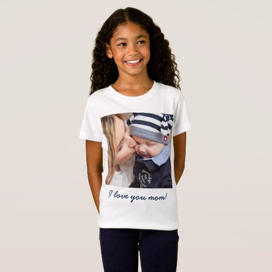 パーソナライズされたお母さんへのプレゼント写真と文字の追加 Tシャツ (正面フル)