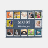 パーソナライズされたお母さん子供12フォトコラージュ フリースブランケット (正面(横))