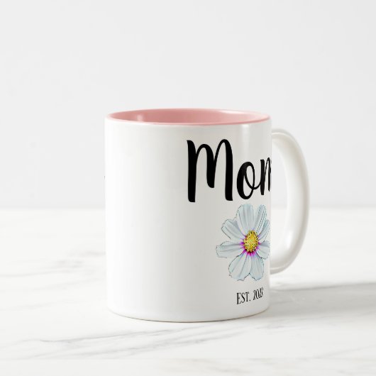 パーソナライズされたお母さん。フラワーツートーンコーヒーマグ ツートーンマグカップ (正面右)