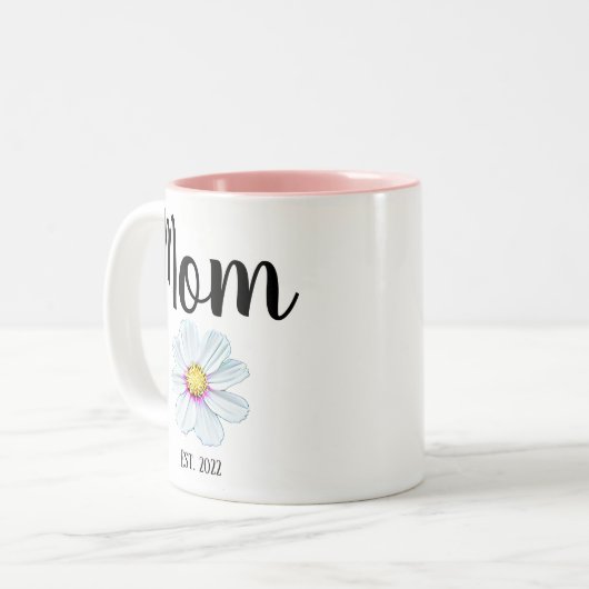 パーソナライズされたお母さん。フラワーツートーンコーヒーマグ ツートーンマグカップ (正面左)