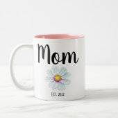 パーソナライズされたお母さん。フラワーツートーンコーヒーマグ ツートーンマグカップ (左)