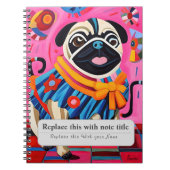 パーソナライズされたお洒落動物 – かわいいパグ ノートブック (正面)